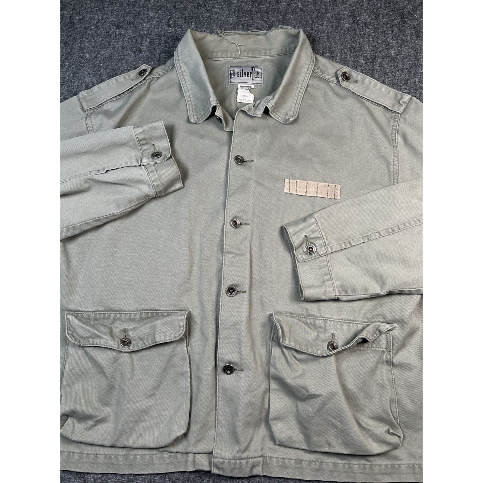 Vintage Levi's Silvertab Jacket Military Chore Field Workwear Green Large Y2k